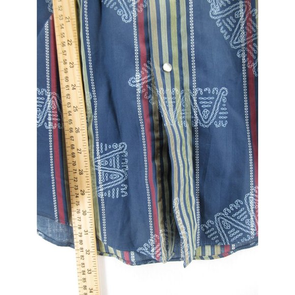 VINTAGE High Noon Shirt Medium Western Pearl Snap Striped Cowboy 90s - Picture 4 of 10